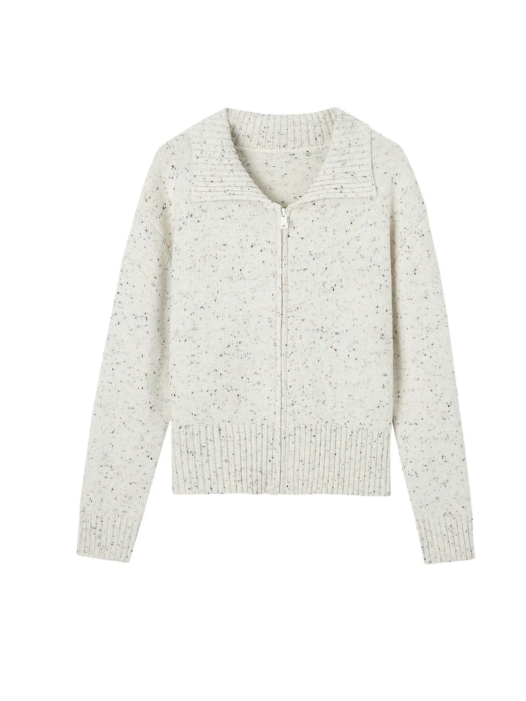 Модный французский свитер на молнии в стиле ретро с лацканами верхняя одежда 24