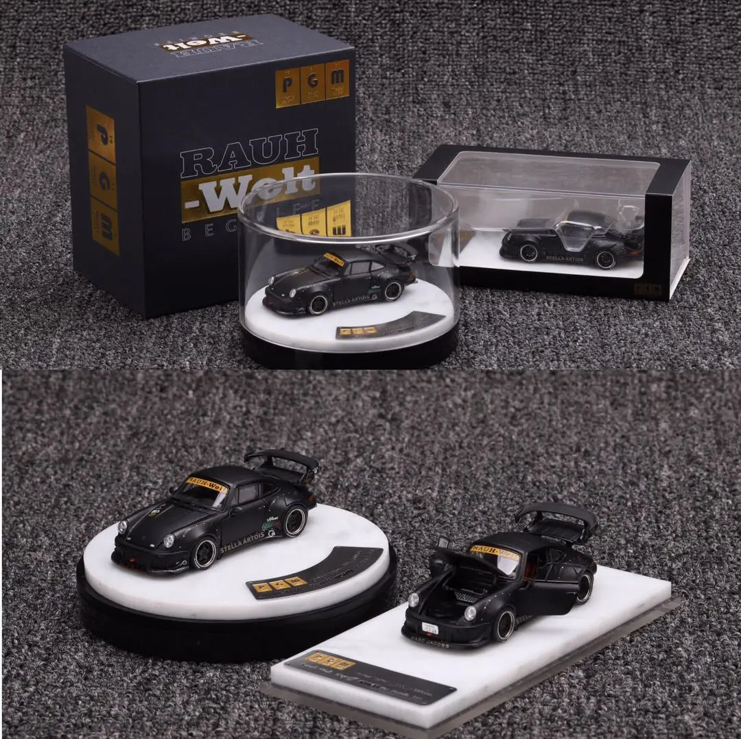 

Matte black Christmas PGM 1:64 alloy full door Porsche 911 modified RWB 930 wide body car model decoration gift