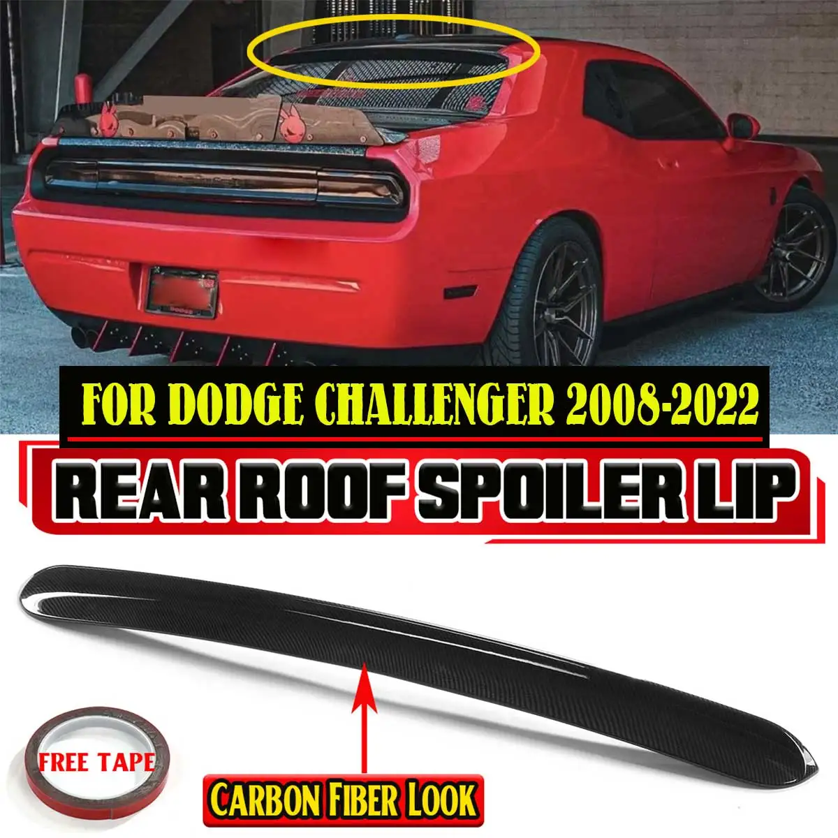 New Car Rear Roof Spoiler Lip Wing For DODGE Challenger 2008-2022 Rear Trunk Wing Roof Lip Spoiler Tail Wing Decoration