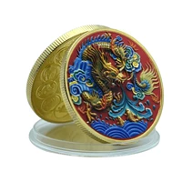 artworks gold plated commemorative coins lucky chinese painted dragon and 12 chinese zodiac bagua taiji formation souvenir gifts