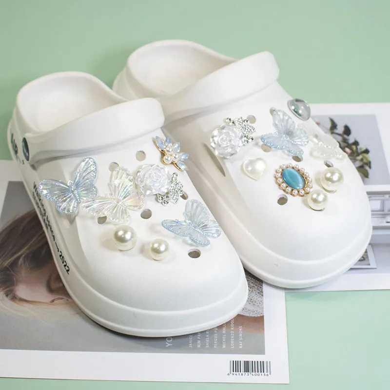 

1set Kawaii Croc Charms Butterfly Shoe Accessories Wings Decoration Designer for Girls Women Children Badges Gifts 2022 New