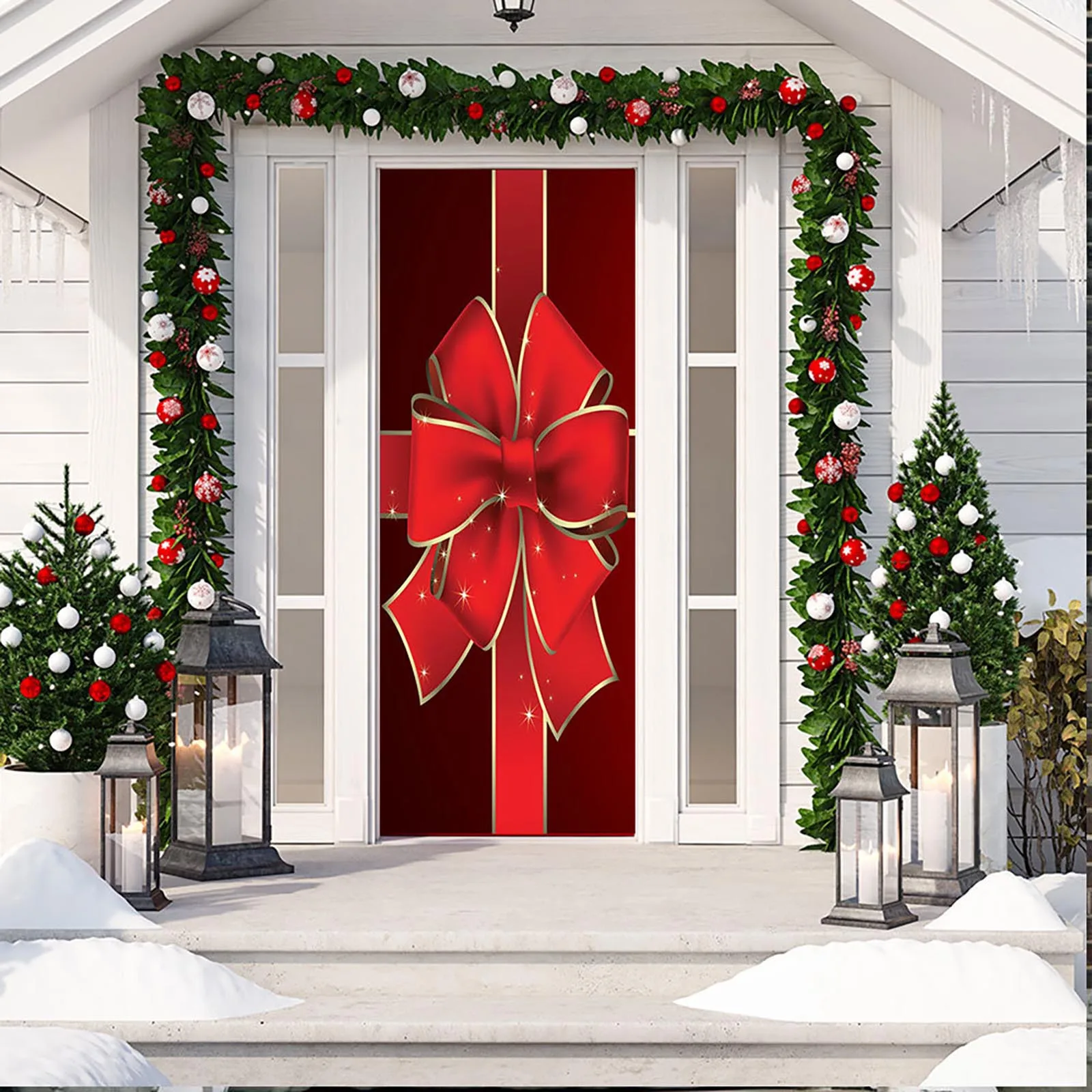 

3D Рождественские дверные Чехлы, наклейки на рождественскую вечеринку, Стикеры для ликера 31X78 дюймов