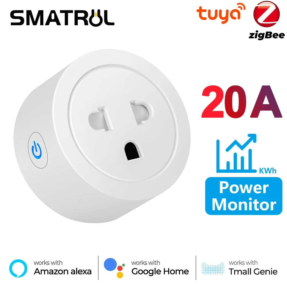 

20A/16A Power Monitor Tuya Zigbee US EU Smart Socket Plug Adapter Wireless Voice Timer App for Google Home Alexa Tmall Genie