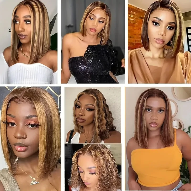 

Парик из натуральных волос, короткий прямой, 13 х4 дюймов, 4/27