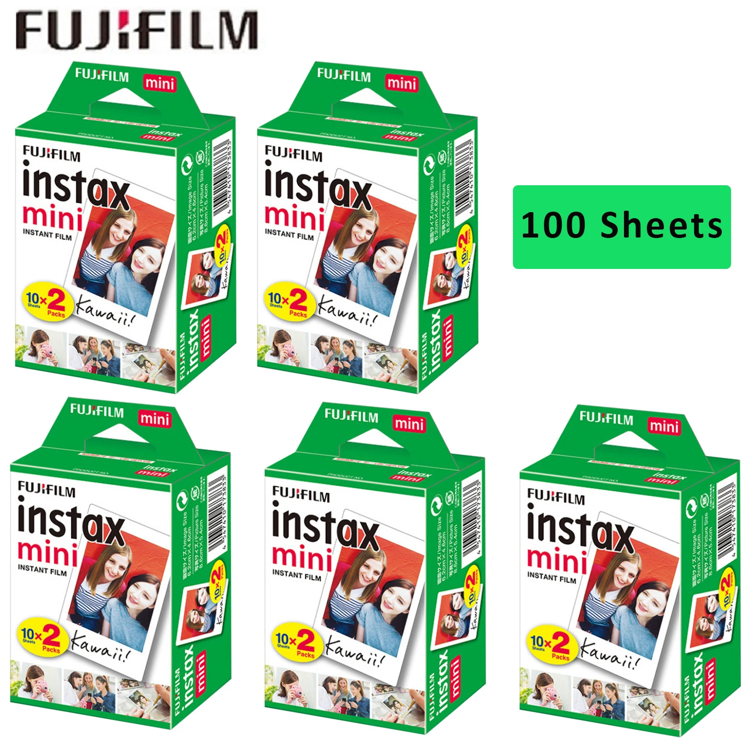 

100 sheets Fujifilm instax mini 9 mini11 film white Edge 3 Inch wide film for Instant Camera mini 8 7s 25 50s 90 Photo paper