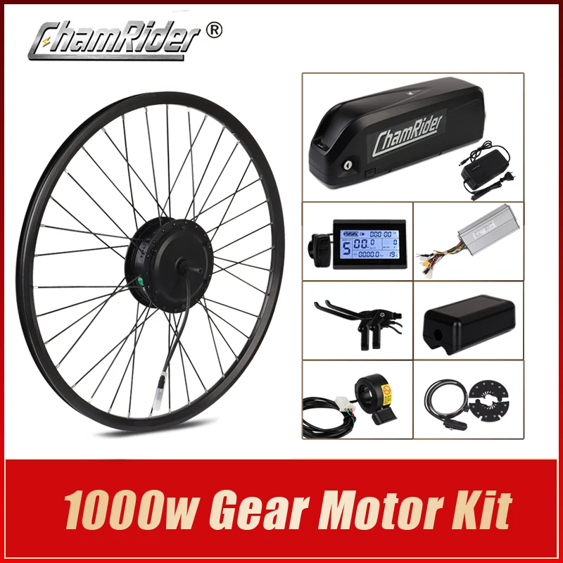 

1000W Motor Wheel 48V Electric Bicycle Kit 20AH Hailong Battery Ebike Conversion Kit XF19 Geared Hub Motor Electric Bike Kit