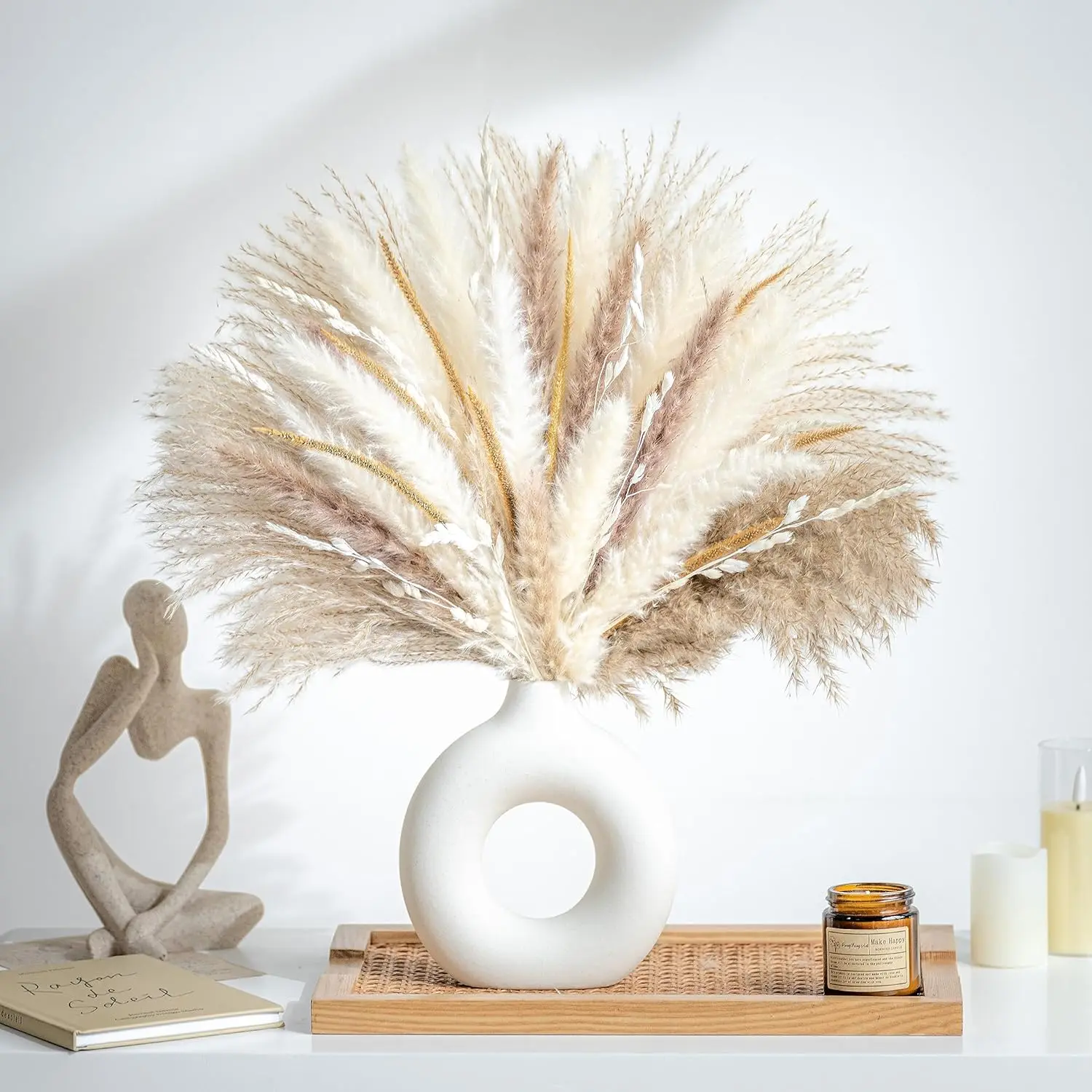 

Natural Dried Pampas Reed Bohemian Home Decor Bouquet Phragmites Dried Flower Bouquet for Wedding Flower Arrangement Home Decor