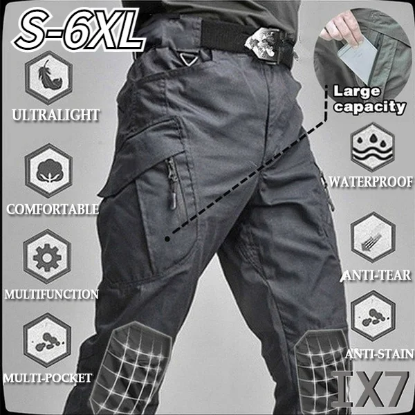 

Брюки-карго мужские тактические, уличные походные водонепроницаемые армейские длинные камуфляжные штаны в стиле милитари, повседневные брюки с несколькими карманами, 6XL