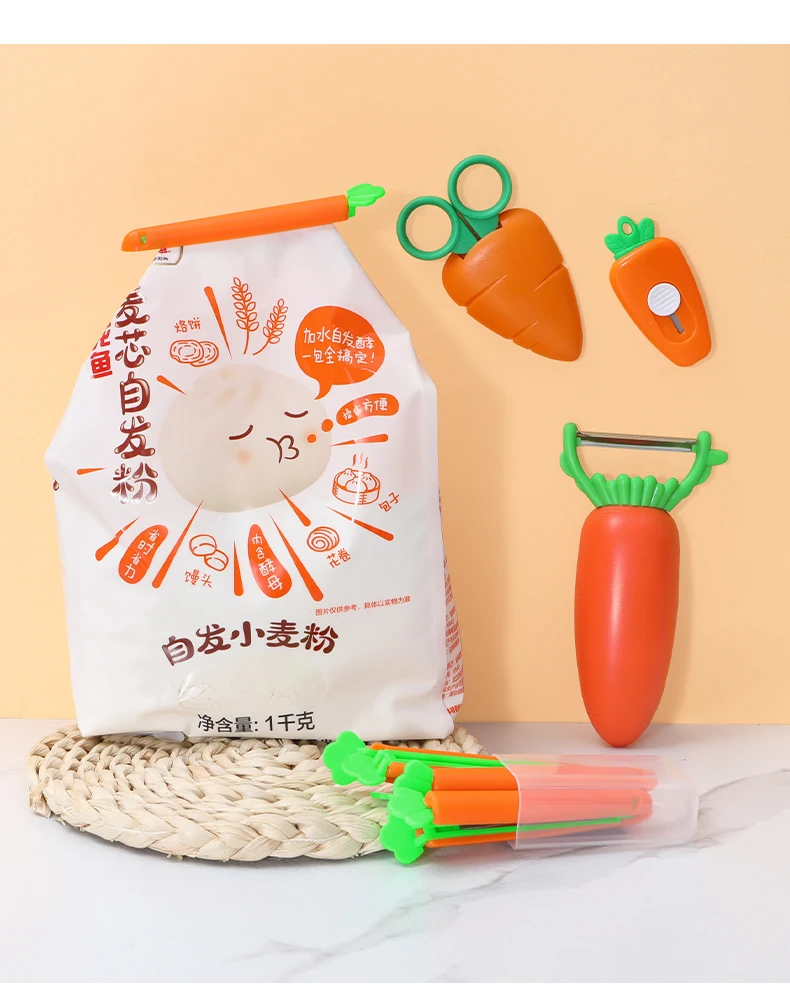 

Carrot sealing clip, bottle opener, food snack sealing clip, moisture-proof and fresh-keeping sealing rod