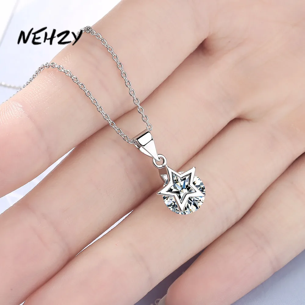 

NEHZY 925 silver needle new woman fashion jewelry high quality Cubic Zirconia five-pointed star pendant necklace length 45cm