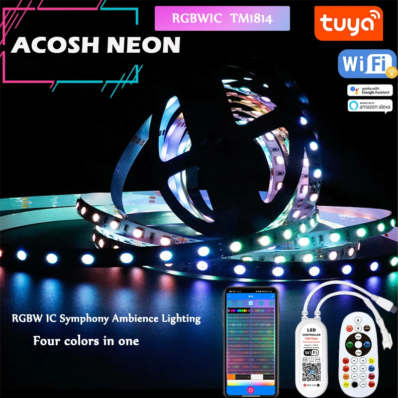 SMD5050 DC12V RGBWIC Tuya 5M 10M Music Sync LED Lights for Bedroom,Party,Kitchen,TV Led Strip Light RGB+White LED Tape 60leds/M