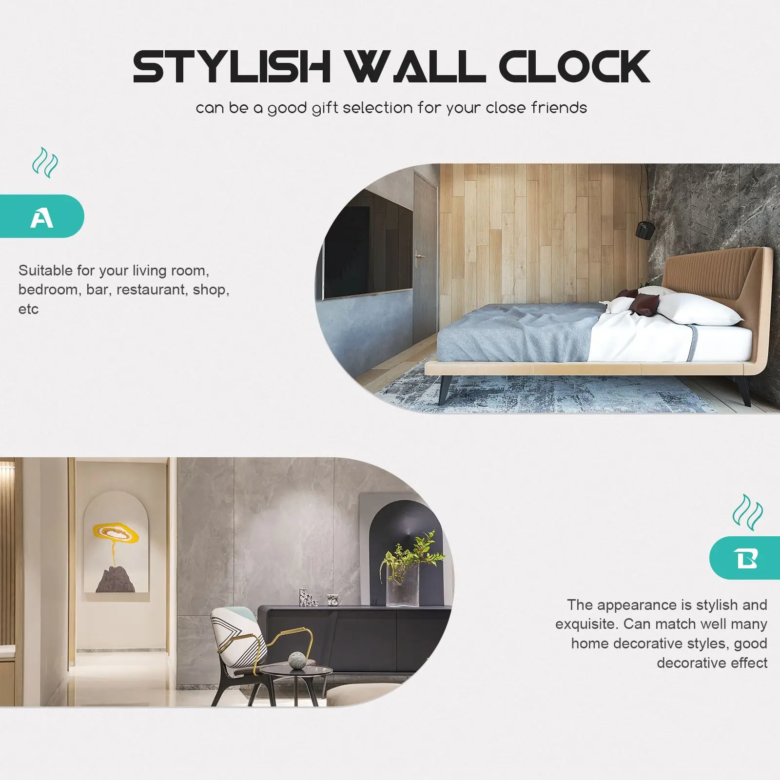 Creative Simple Iron Polygon-shape Wall Clock Decorative Hanging Quiet punch-free wall-mounted decorative clock |