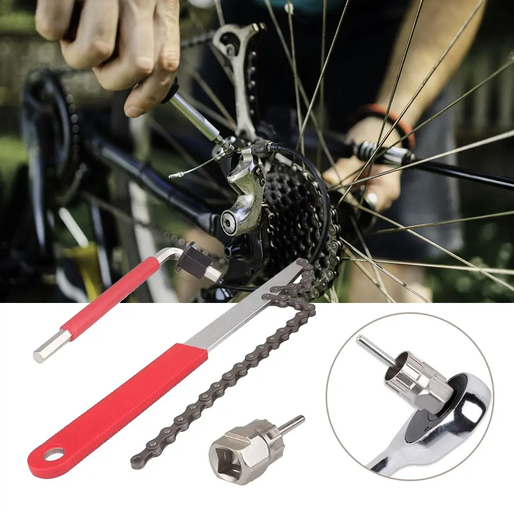 

3pcs Axis Maintenance Disassemble Cassette Puller Wrench Lock Ring Compartment Chain Whip Tool Set Bicycle Repairing Sprocket
