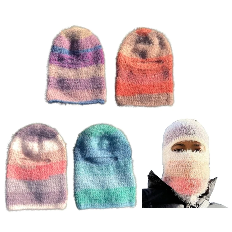 

Striped Hat Face Cover for Halloween Balaclava Style Furry Hooded Face Cover Cold Weather Insulated Outdoor