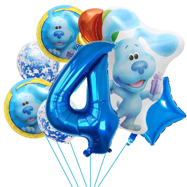 7Pcs/set Blues Clues Theme Balloons Pink Blue Dogs Birthday Balloons for Baby Shower Birthday Party Decor Kids Air Globos Toys