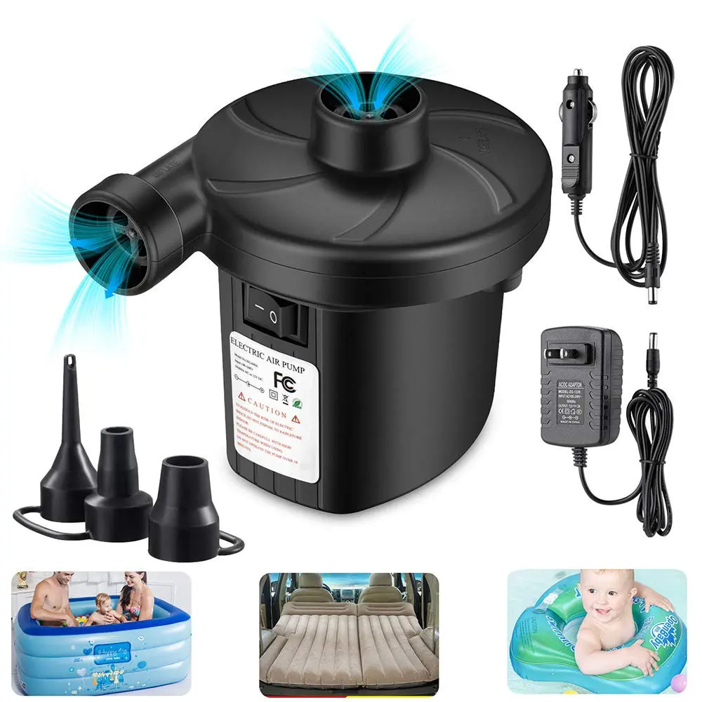 Swimming Pool Boat Accessories Air Pump , Portable Quick-Fill Air Pump  with 3 Nozzles, 10V AC/12V DC, Perfect Inflator/Deflator