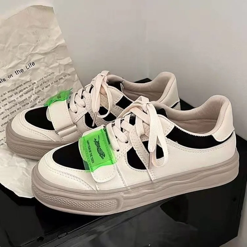 

Fashion Design Woman Vulcanize Shoes Summer 2022 Lace Up Ladies Shoes Casual Streetwear Black Patchwork Y2k Zapatillas Mujer