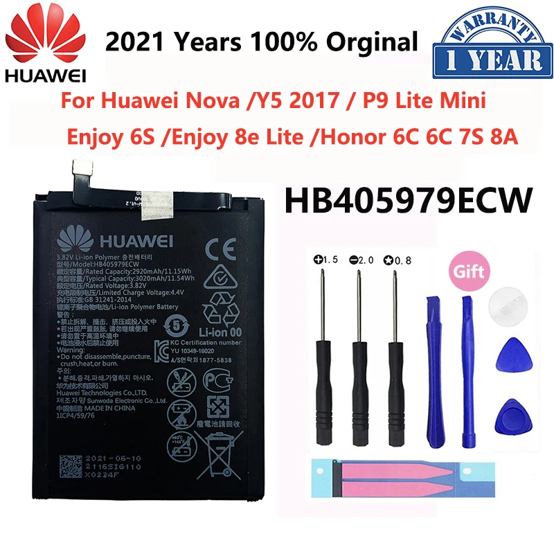 

Hua Wei Original Battery HB405979ECW 3020mAh For Huawei Nova Enjoy 6S 8e Lite Honor 6C 6A 7S 8A Y5 Y6 Pro 2017 P9 Lite Mini