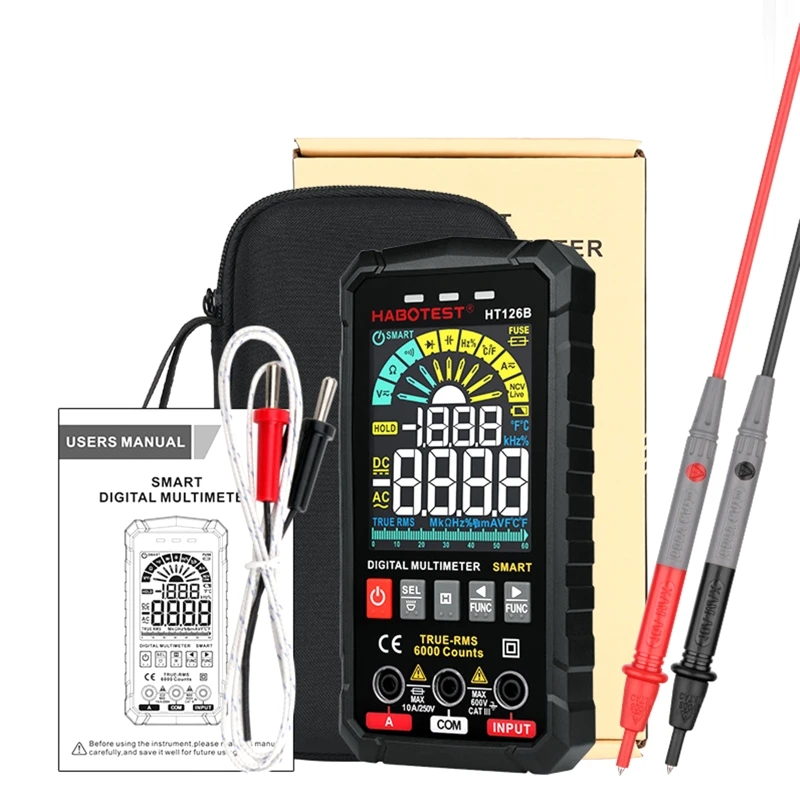 

Portable Digital Multimeter Electrical Voltmeter Tester Ohmmeter Auto-Ranging Tester with Auto Current Identification