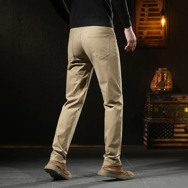 Autumn Luxury Casual Cotton Straight-Leg Men's Pants Business Fashionable Versatile Slims Smooths Your Silhouette Trouser