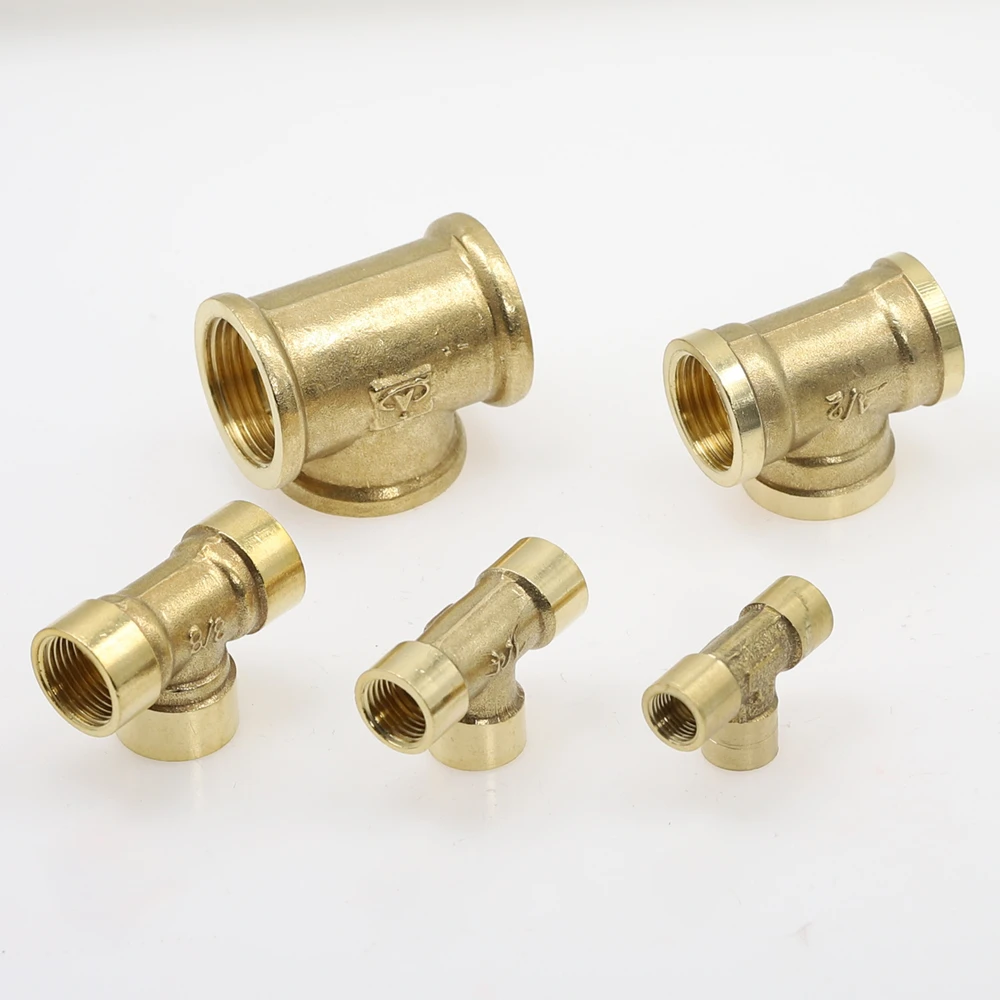 

1PCS 1/8" 1/4" 3/8" 1/2" 3/4" Female Thread 3 Way Tee Type Brass Pipe Fitting Adapter Coupler Connector For Water Fuel Gas