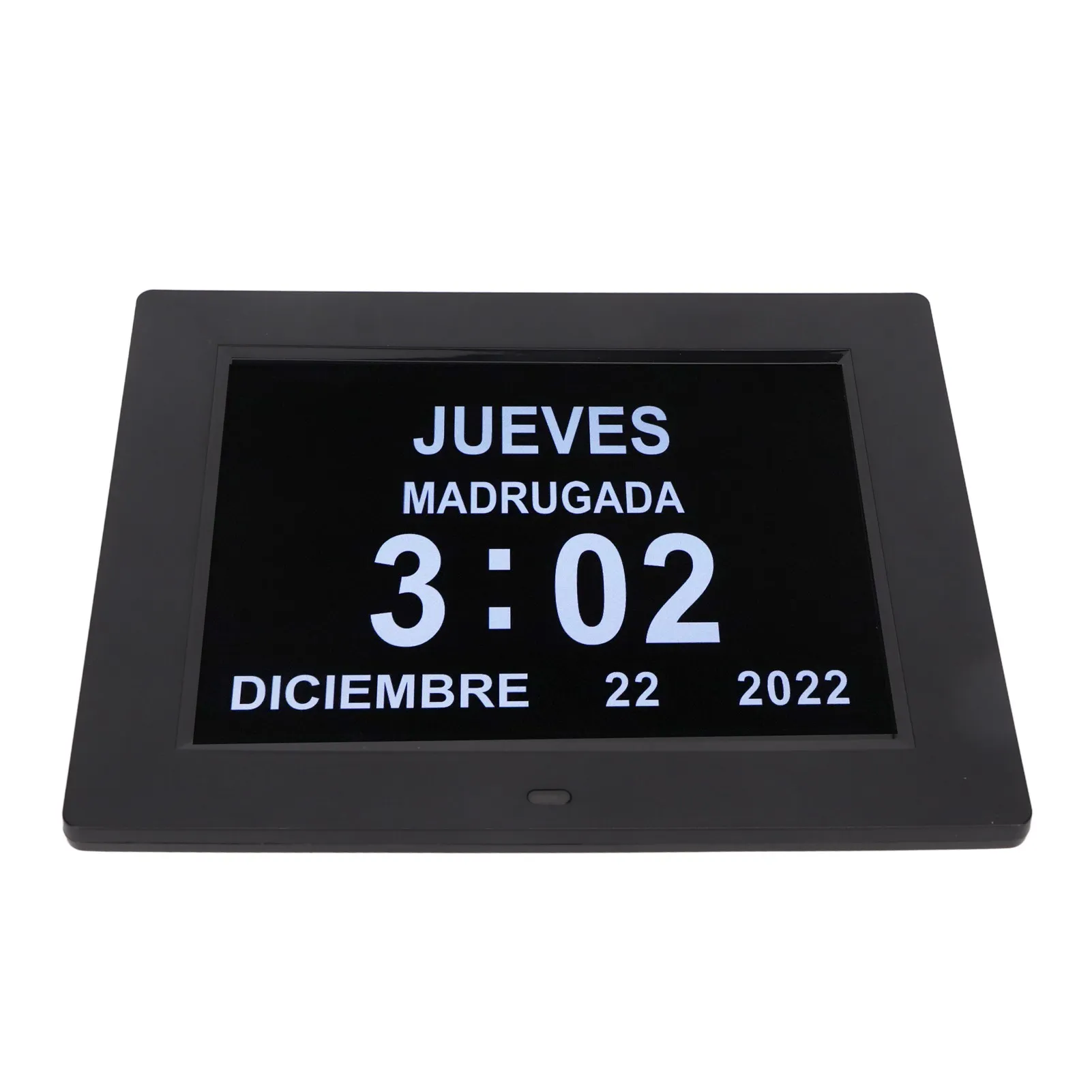 8 Inch Digital Day Calendar Clock Auto Dimming Take Medicine Reminder Electronic Alarm 110‑240V Black UK Plug