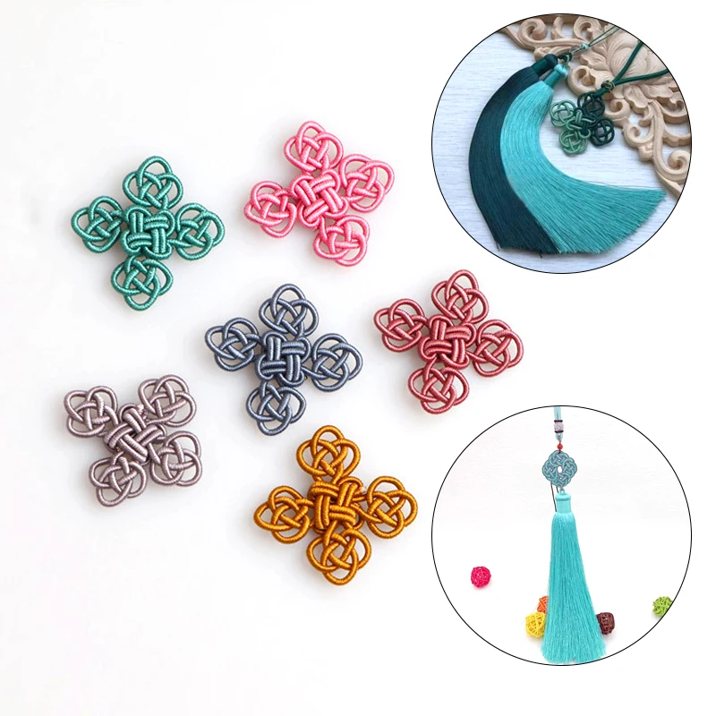 

2pcs New Handwoven Chinese Knot Accessories Semi-finished DIY Tassel Handle Rope Jewelry Car Decor Woven Material