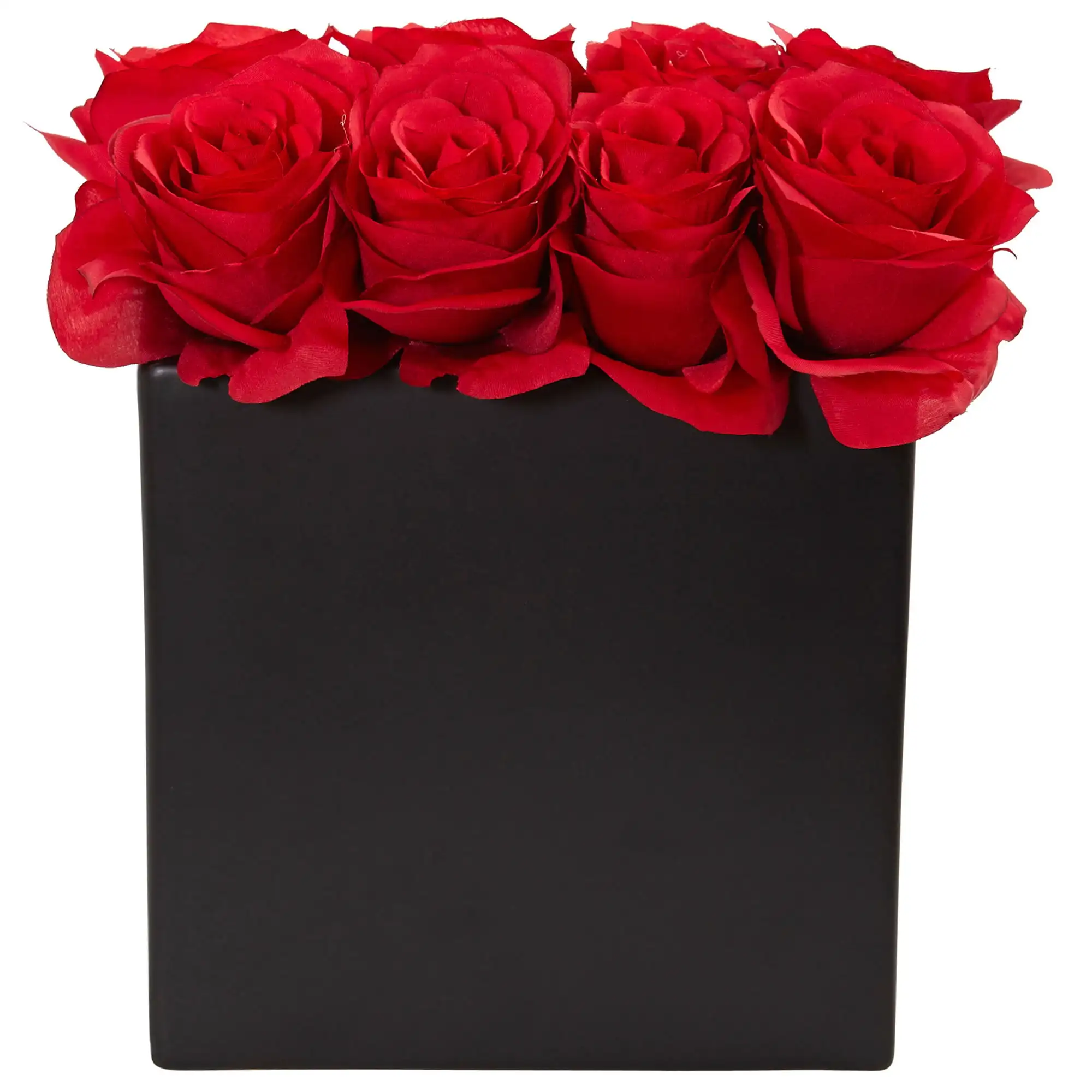

Roses Silk Arrangement in 9"H Black Vase