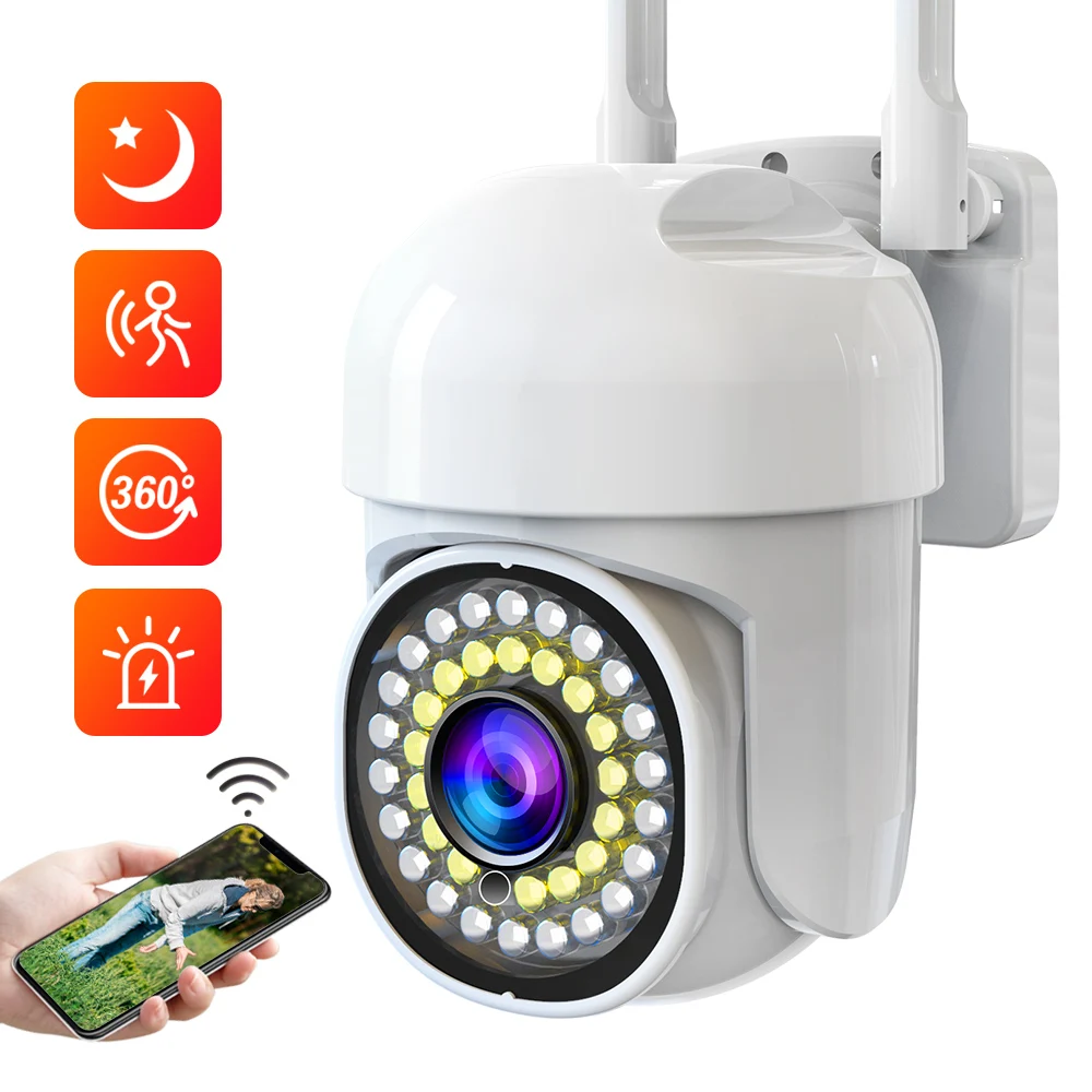 5MP PTZ IP Camera Wifi Outdoor AI Human Detection Audio 1080P Wireless Security CCTV Camera P2P RTSP 4X Digital Zoom Wifi Camera