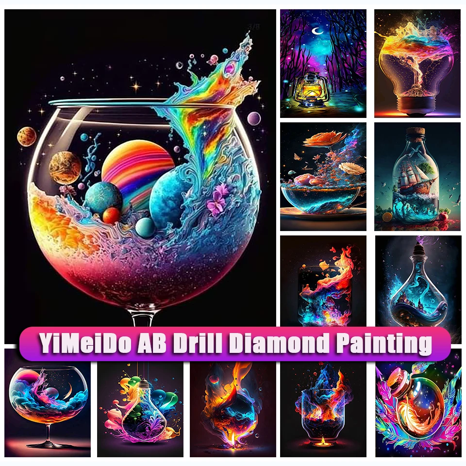 

YiMeido AB Diamond Painting Goblet New 2023 Zipper Bag Full Diamond Mosaic Colorful Picture Diy Cross Stitch Embroidery Kits