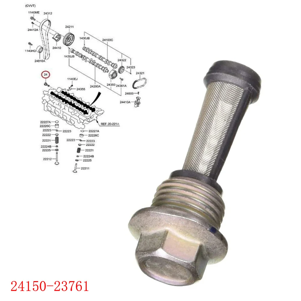 

New Metal Oil Control Valve Filter Assy 24150-23761 For Hyundai For Kia 4.6L. 1.6L. 2.0L 2010-11 2004-2012 Car Accessories