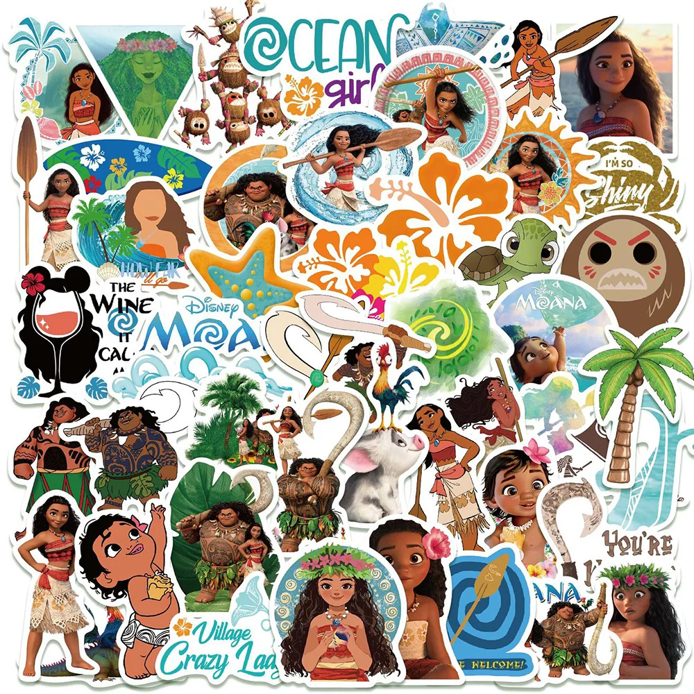 10/30/50Pcs Disney Cartoon Movie Moana Stickers Per Laptop Notebook Skateboard Tablet Impermeabile Bambini Sticker Decalcomanie Giocattolo Classico