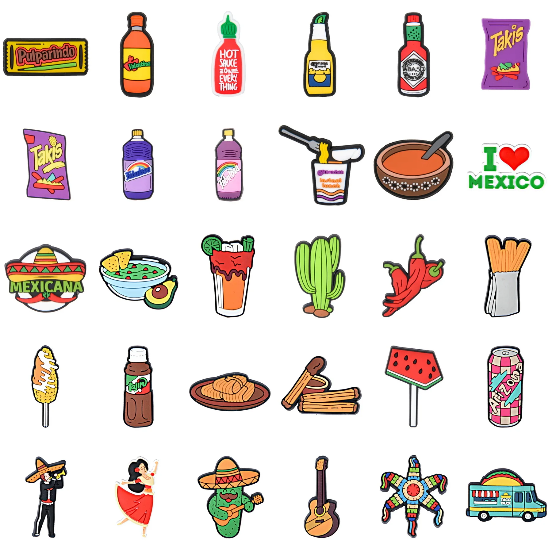 

Hot Sale Mexican Food Shoe Charms Mexicana Dance Women Shoe Decoration Mexico Men Drink Beer Bracelet Accessories Singing Cactus