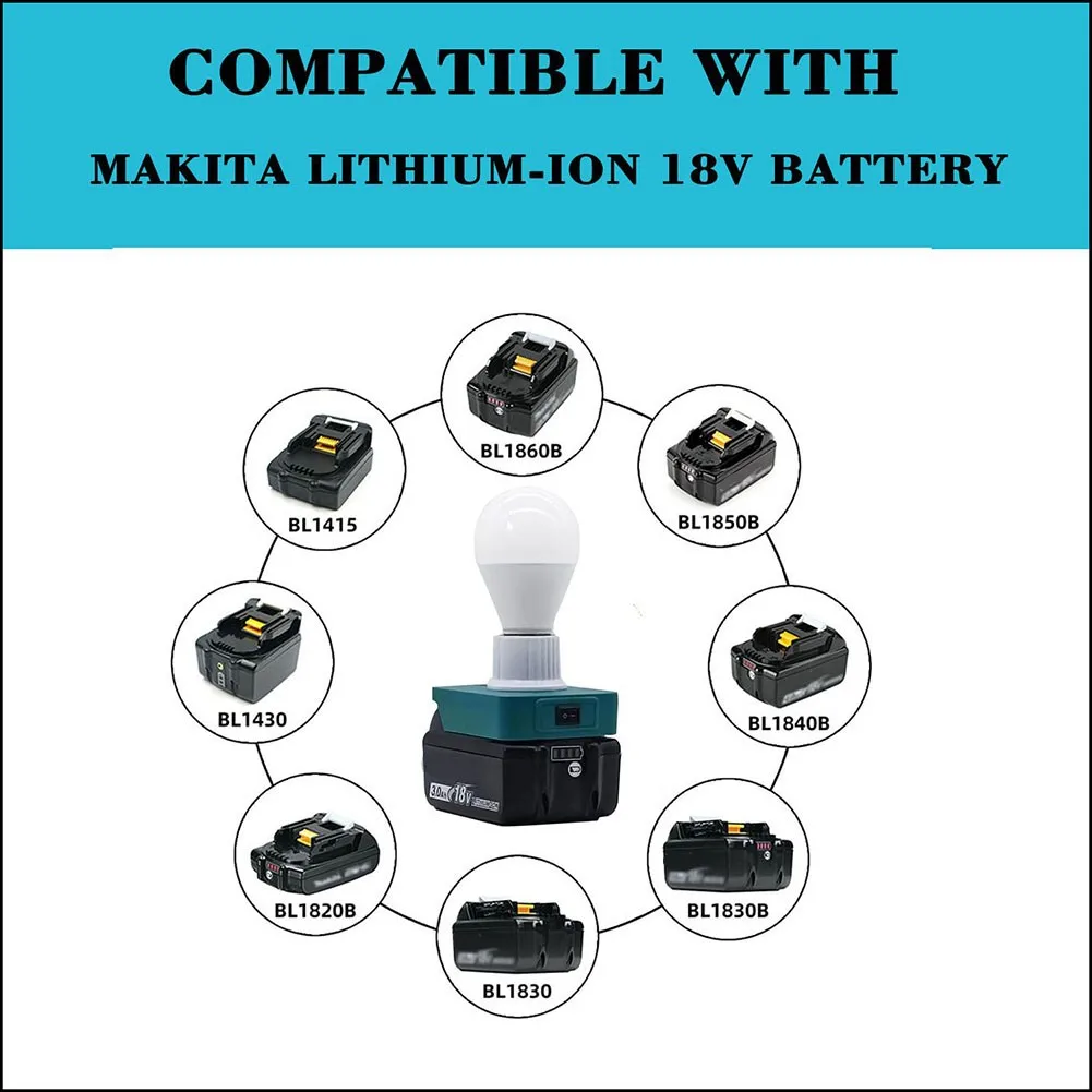 

Work Light LED Bulb Portable 12-60V 6500K Accessories E27 Bulb For Makita 18V Series Mini Lamp Outdoors&Indoors