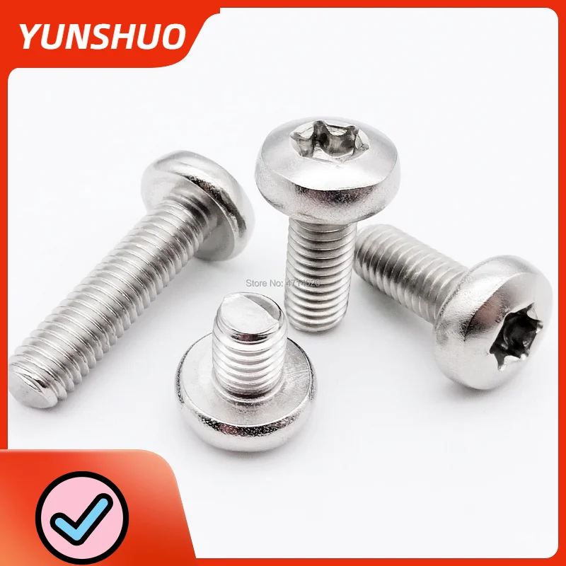 

10/50 шт. Шестилопастной винт Torx с цилиндрической головкой M3 M4 M5 M6 304 A2 Нержавеющая сталь GB2672 Болт с круглой головкой Винт безопасности машины L = 8-25 мм