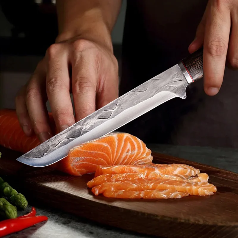 Кованый нож из нержавеющей стали кухонный мясной для резки фруктов арбуза рыбы