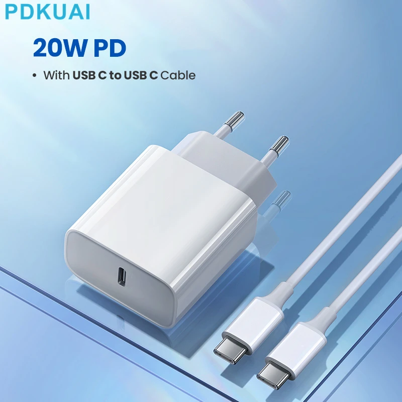 

20W PD For iPhone 13 12 USB C to Type C Cable Power Adapter Plug QC 4.0 3.0 Quick Charge Phone Fast Charger for Samsung S22 S21