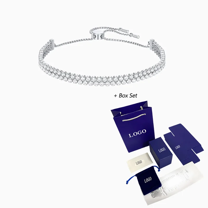 

Fashion Accessories SWA New Subtle Bracelet Glamorous Line Shape White Gold Slider Bracelet Women Luxury Jewelry Gifts