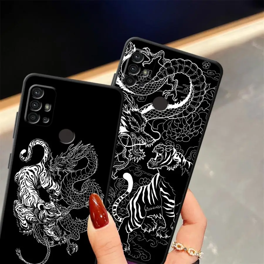 Фото Чехол Dragon Tiger Sketch для Motorola Moto G60s Edge 20 Pro 30 Lite G51 G73 G52 G53 G30 G22 Edge40 G50 G32 G71 №3