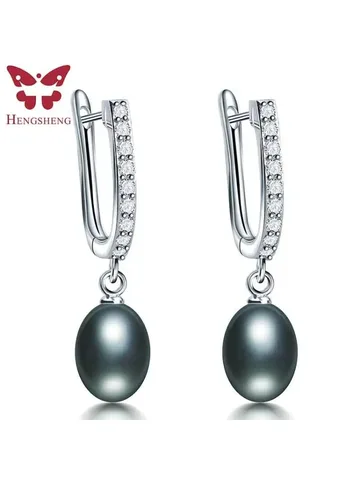 Серебряные серьги-капли HENGSHENG с жемчугом 7-8 мм