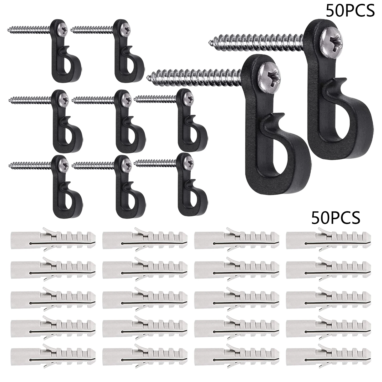 

50pcs Wind Chimes Wires Garden Screw In Party Expansion Rubber Stopper Q Shape Hanging Hook Lightweight Practical Plants Safety
