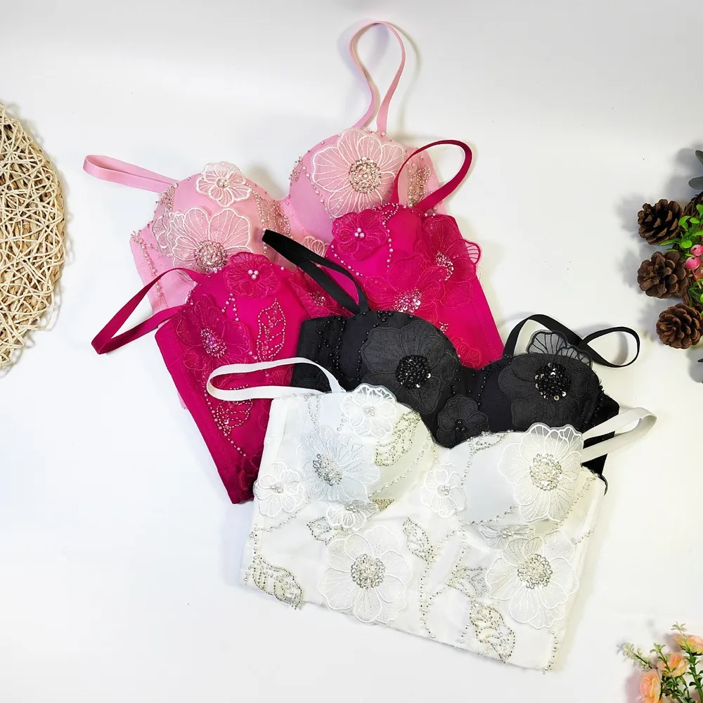 Женский укороченный корсет с открытой спиной жемчужинами