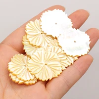 15pcs natural seawater shell flower golden pendant beads for jewelry making diy necklace earring accessories charms gift 28x28mm