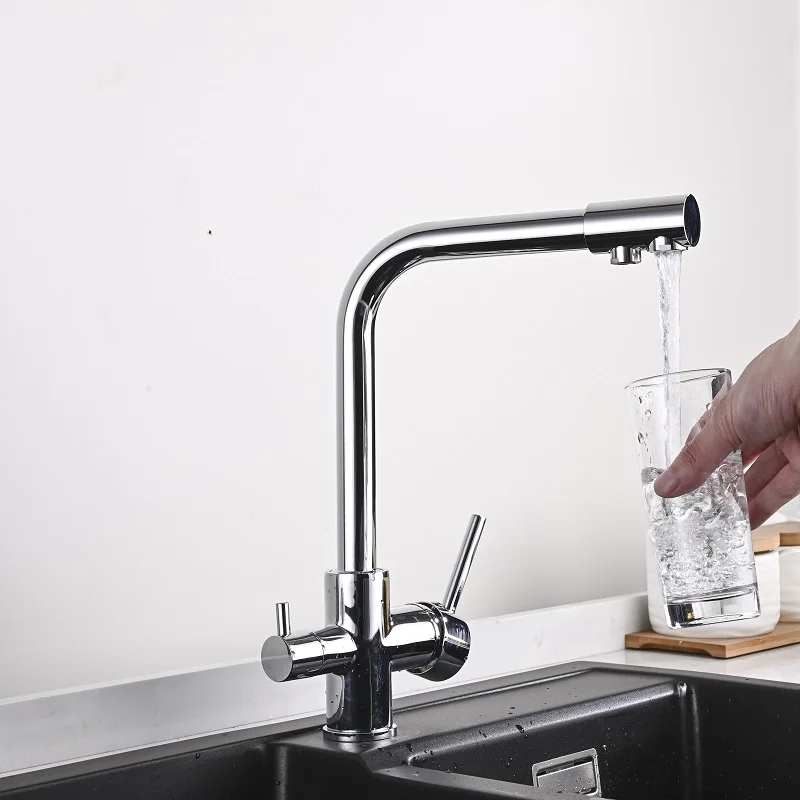 

Black Kitchen Faucet Filtered Kitchen Sink Faucet Spray 360 Rotation Water Filter Tap 3 Ways Sink Mixer кран для кухни