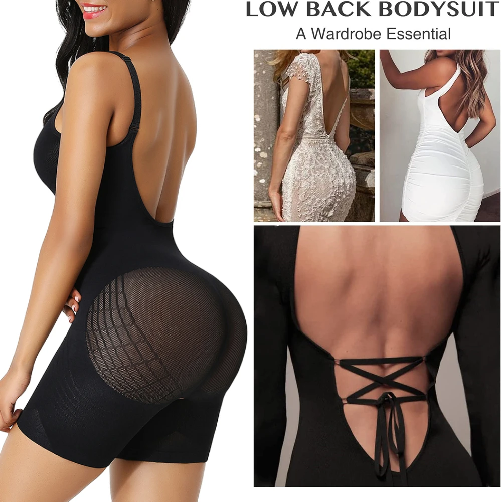 

Fajas Colombianas Low Back Seamless Bodysuit Shapewear Butt Lifter Body Shaper Backless Slimming Sheath Women Flat Belly Corset