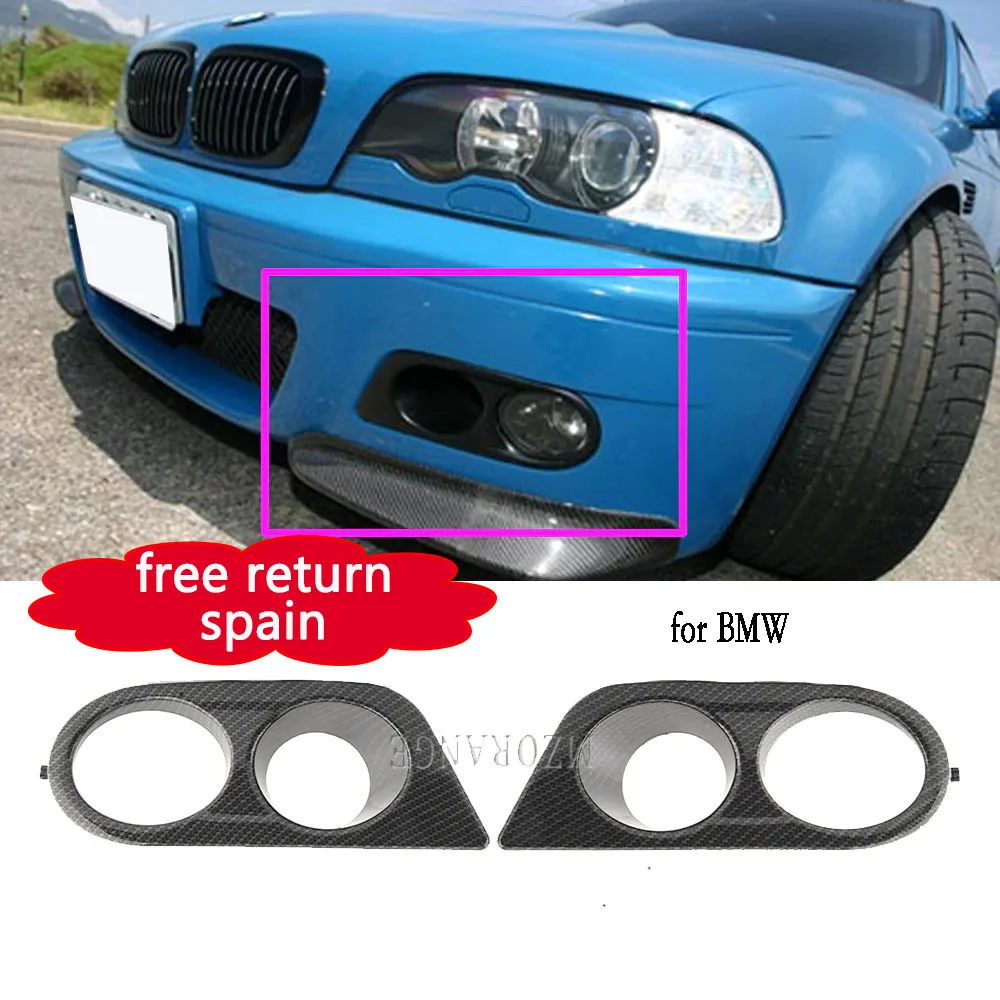 

Carbon Fiber Fog Light Cover for BMW E46 M3 2001-2006 Glossy Black Fog Lights Grill Frame Surrounds Air Duct Fog Lamp Hood