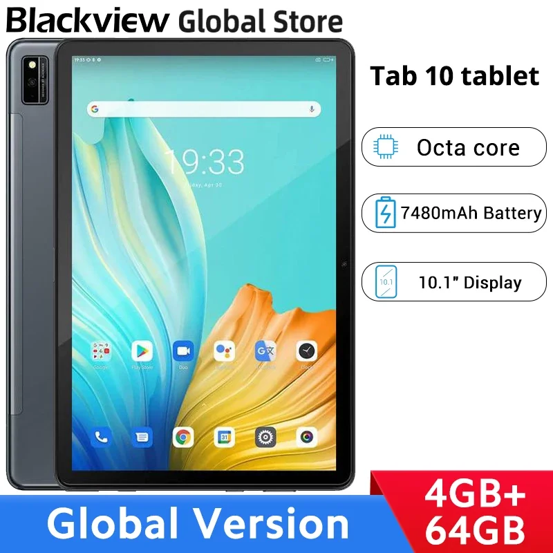 

Global Version Blackview Tab 10 tablets 4GB RAM 64GB ROM Octa core 10.1" Display Android 11 7480mAh Battery
