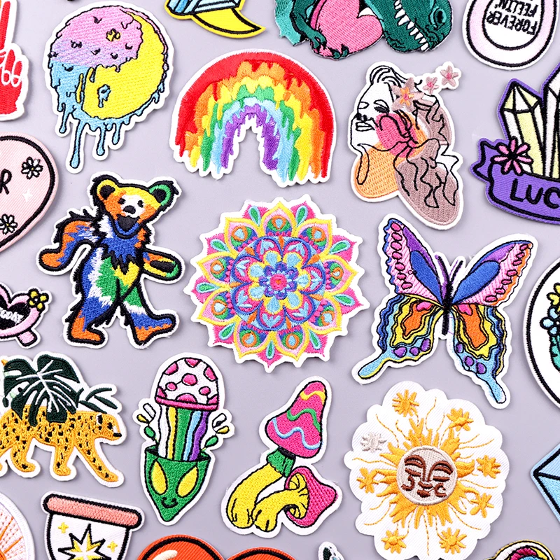 

Flower Butterfly Patch Iron On Embroidery Patches For Clothing Thermoadhesive Patches For Clothes Cartoon Sticker Badge Applique