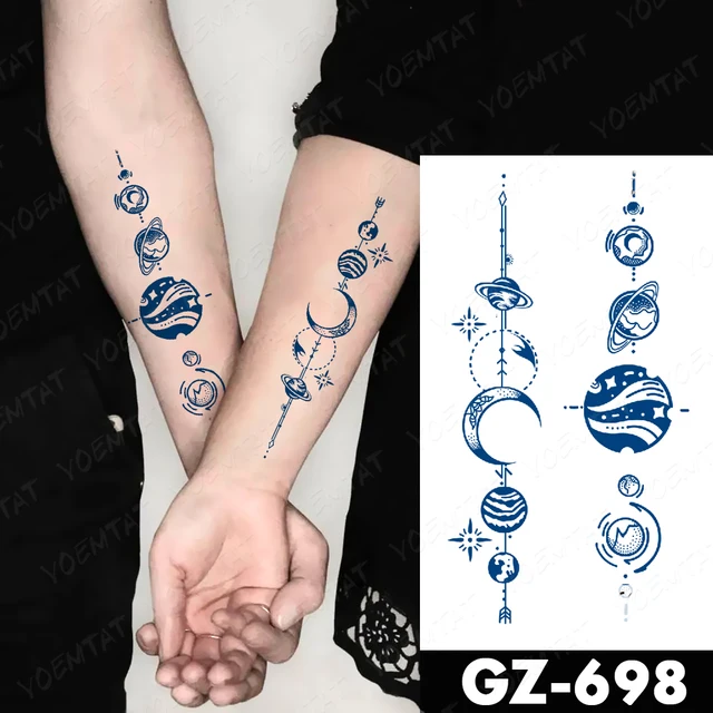 Genipin Herbal Waterproof Temporary Tattoo Sticker Juice Lasting Ink Henna Moon Planet Bear Fake Tatoo Semi-Permanent Body Art 4