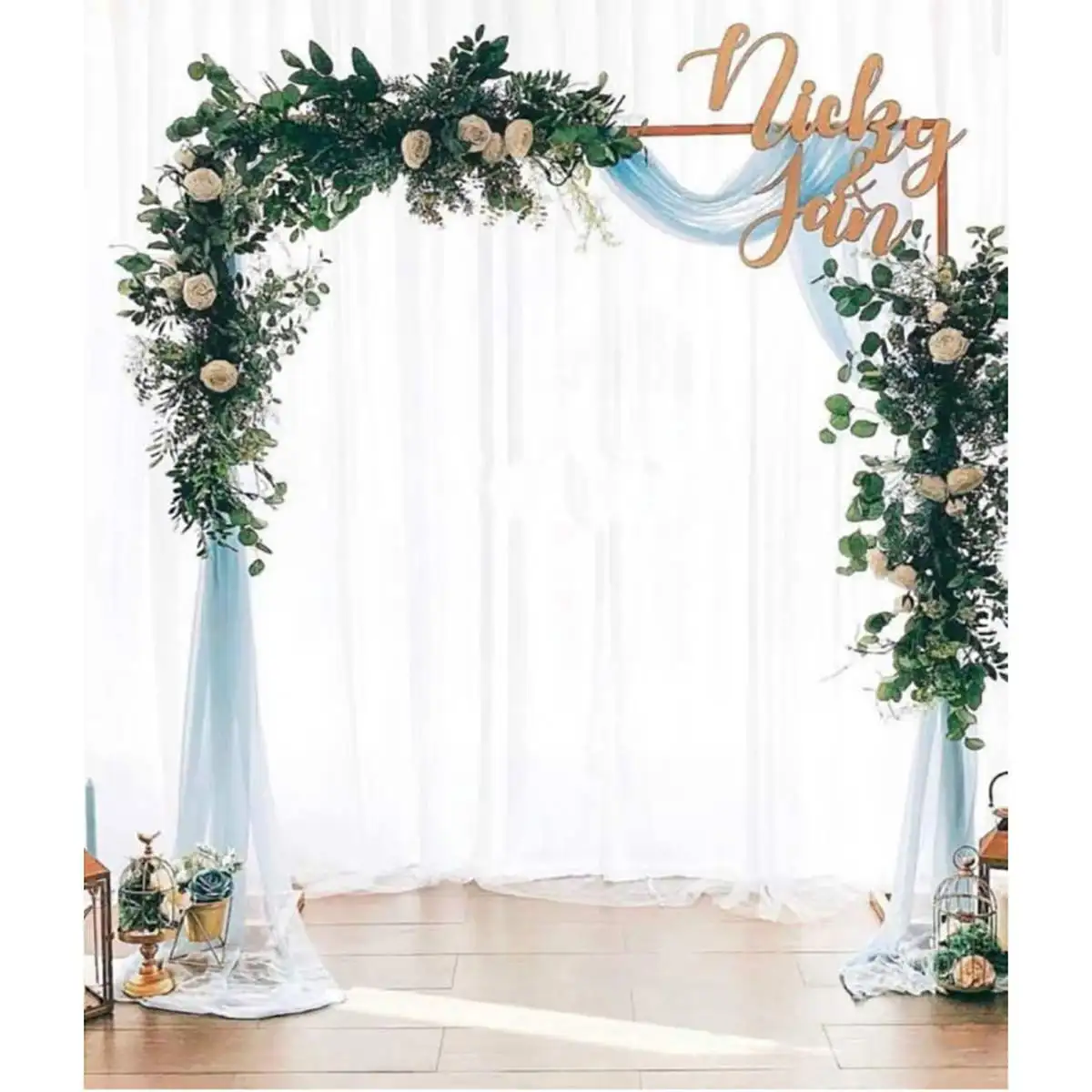Marco de fondo de escenario de boda de 2M X 2M, soporte de flores decorativo de hierro forjado, estante de arco cuadrado de boda personalizado, decoración de boda